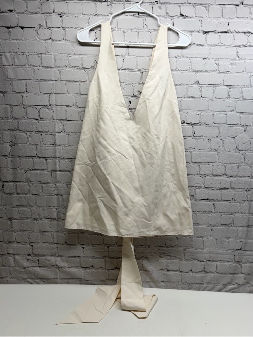 STAUD Cream Bow-Detail Mini Dress size small - Picture 2 of 9